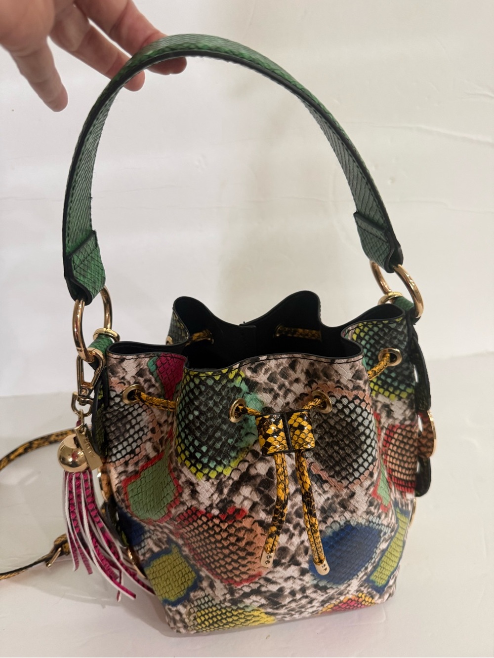 Multicolor Croc Embossed Purse Top Handle Bag Hobo Tassel Crossbody